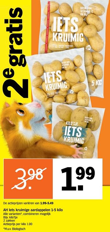 Promoties Ah iets kruimige aardappelen kilo`tje - Huismerk - Albert Heijn - Geldig van 15/10/2018 tot 21/10/2018 bij Albert Heijn