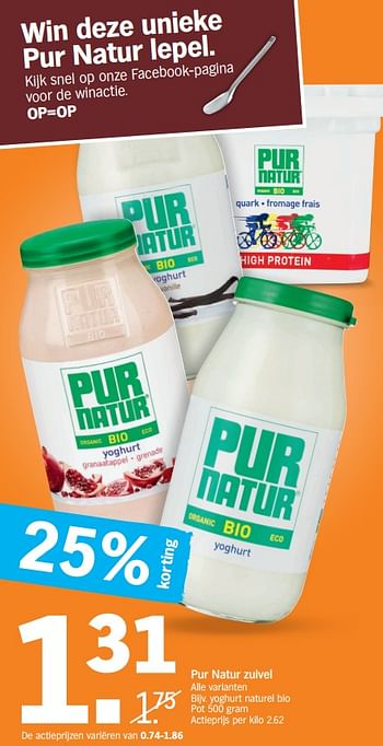 Promoties Pur natur zuivel yoghurt naturel bio - Pur Natur - Geldig van 15/10/2018 tot 21/10/2018 bij Albert Heijn