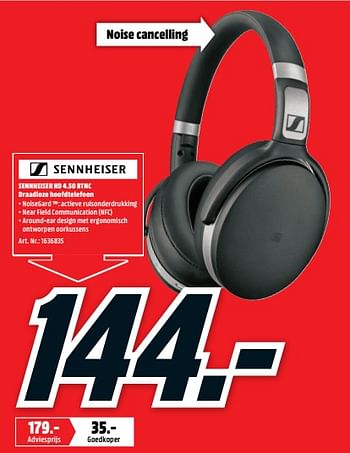 Promoties Sennheiser hd 4.50 btnc draadloze hoofdtelefoon - Sennheiser  - Geldig van 15/10/2018 tot 28/10/2018 bij Media Markt