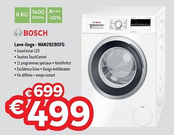 Promotions Bosch lave-linge - wan282b0fg - Bosch - Valide de 01/10/2018 à 31/10/2018 chez Exellent