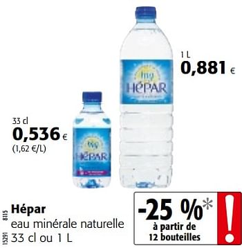 Promotions Hépar eau minérale naturelle - Hépar - Valide de 10/10/2018 à 23/10/2018 chez Colruyt