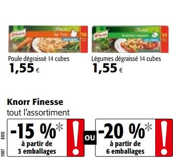 Promoties Knorr finesse tout l`assortiment - Knorr - Geldig van 10/10/2018 tot 23/10/2018 bij Colruyt