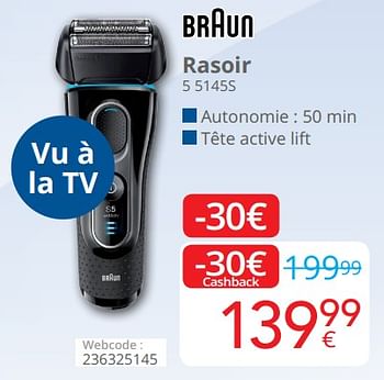 Promotions Braun rasoir 5 5145s - Braun - Valide de 01/10/2018 à 28/10/2018 chez Eldi