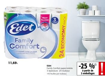Promotions Edet family comfort papier-toilette - Edet - Valide de 10/10/2018 à 23/10/2018 chez Colruyt