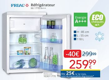 Promotions Friac réfrigérateur kk 1770 a+++ - Friac - Valide de 01/10/2018 à 28/10/2018 chez Eldi
