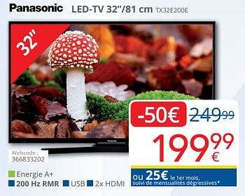 Promoties Panasonic led-tv 32``-81 cm tx32e200e - Panasonic - Geldig van 01/10/2018 tot 28/10/2018 bij Eldi