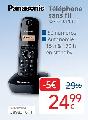 Promotions Panasonic téléphone sans fil kx-tg1611blh - Panasonic - Valide de 01/10/2018 à 28/10/2018 chez Eldi