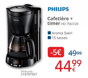Promotions Philips cafetière + timer hd 7567-20 - Philips - Valide de 01/10/2018 à 28/10/2018 chez Eldi