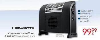 Promoties Rowenta convecteur soufflant + radiant ir5010 dualio black - Rowenta - Geldig van 01/10/2018 tot 28/10/2018 bij Eldi