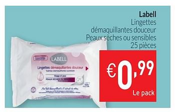 Promotions Lingettes démaquillantes douceur peaux s ches ou sensibles - Labell - Valide de 01/10/2018 à 31/10/2018 chez Intermarche
