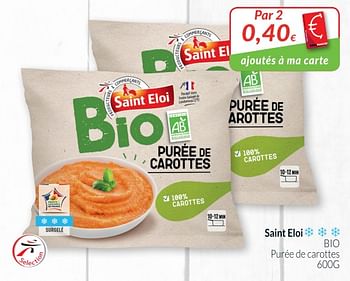 Promotions Bio puree de carottes - Saint Eloi - Valide de 01/10/2018 à 31/10/2018 chez Intermarche
