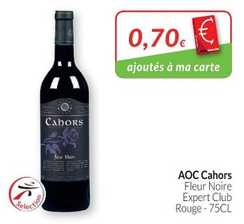 Promotions Aoc cahors fleur noire expert club - Vins rouges - Valide de 01/10/2018 à 31/10/2018 chez Intermarche