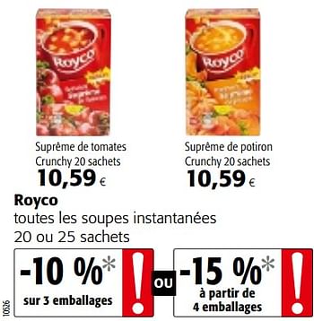 Promotions Royco toutes les soupes instantanées - Royco - Valide de 10/10/2018 à 23/10/2018 chez Colruyt
