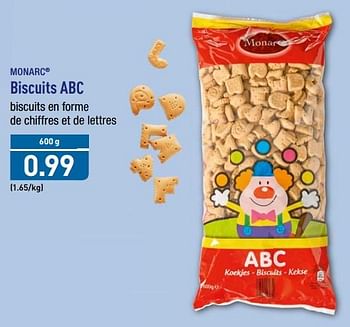 Promoties Biscuits abc - Monarc - Geldig van 15/10/2018 tot 20/10/2018 bij Aldi