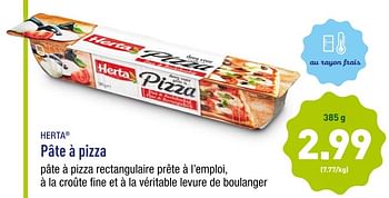Promotions Pâte à pizza - Herta - Valide de 15/10/2018 à 20/10/2018 chez Aldi