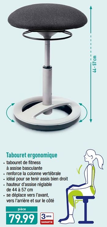 Promotions Tabouret ergonomique - Produit maison - Aldi - Valide de 15/10/2018 à 20/10/2018 chez Aldi