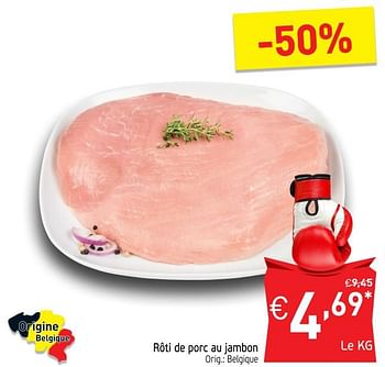 Promoties Rôti de porc au jambon - Huismerk - Intermarche - Geldig van 16/10/2018 tot 21/10/2018 bij Intermarche
