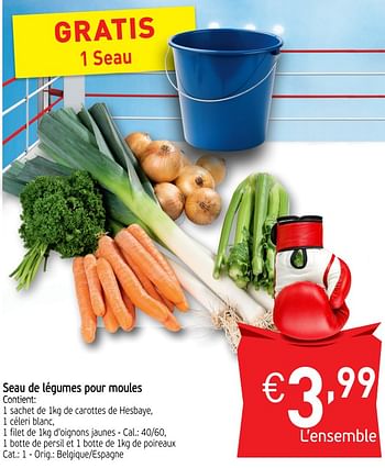 Promotions Seau de légumes pour moules - Produit maison - Intermarche - Valide de 16/10/2018 à 21/10/2018 chez Intermarche