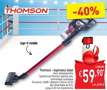 Promotions Thomson - aspirateur balai 2en1 balai-aspirette - Thomson - Valide de 16/10/2018 à 21/10/2018 chez Intermarche
