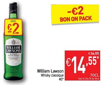 Promotions William lawson whisky classique - William Lawson's - Valide de 16/10/2018 à 21/10/2018 chez Intermarche