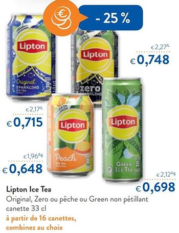 Promotions Lipton ice tea original, zero ou pêche ou green non pétillant - Lipton - Valide de 10/10/2018 à 23/10/2018 chez OKay