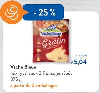 Promoties Vache bleue mix gratin aux 3 fromages râpés - Vache bleue - Geldig van 10/10/2018 tot 23/10/2018 bij OKay