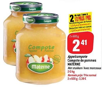 Promotions Appelcompote compote de pommes - Materne - Valide de 17/10/2018 à 23/10/2018 chez Match