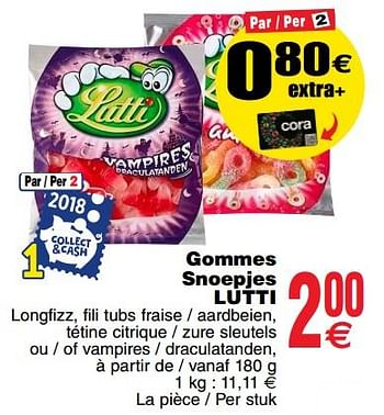 Promotions Gommes snoepjes - Lutti - Valide de 16/10/2018 à 22/10/2018 chez Cora