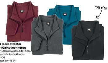 Promoties Fleece sweater 1-2 rits voor heren - Huismerk - Carrefour  - Geldig van 17/10/2018 tot 22/10/2018 bij Carrefour