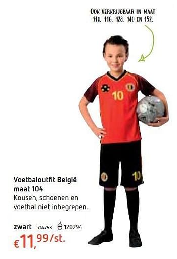 Promoties Voetbaloutfit belgië maat 104 zwart - België - Geldig van 18/10/2018 tot 06/12/2018 bij Dreamland