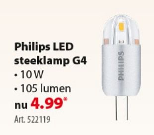 Promoties Led steeklamp g4 - Philips - Geldig van 24/10/2018 tot 30/10/2018 bij Gamma
