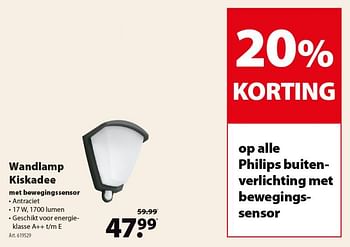 Promoties Wandlamp kiskadee - Philips - Geldig van 24/10/2018 tot 30/10/2018 bij Gamma