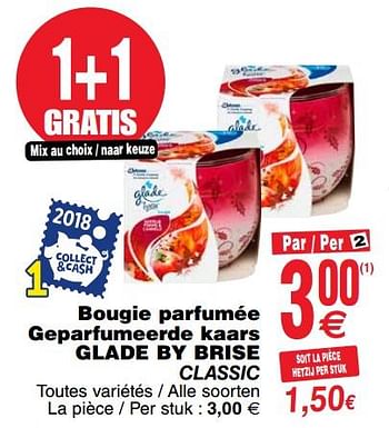 Promotions Bougie parfumée geparfumeerde kaars - Glade - Valide de 16/10/2018 à 22/10/2018 chez Cora