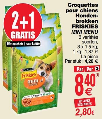 Promotions Croquettes pour chiens hondenbrokken - Friskies - Valide de 16/10/2018 à 22/10/2018 chez Cora