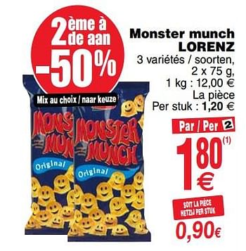 Promotions Monster munch - lorenz - Valide de 16/10/2018 à 22/10/2018 chez Cora