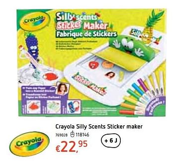 Promoties Crayola silly scents sticker maker - Crayola - Geldig van 18/10/2018 tot 06/12/2018 bij Dreamland