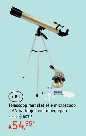 Promoties Telescoop met statief + microscoop - Huismerk - Dreamland - Geldig van 18/10/2018 tot 06/12/2018 bij Dreamland