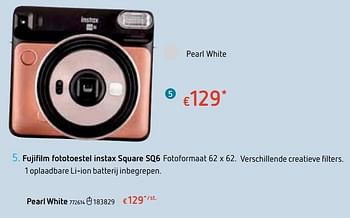 Promoties Fujifilm fototoestel instax square sq6 pearl white - Fujifilm - Geldig van 18/10/2018 tot 06/12/2018 bij Dreamland