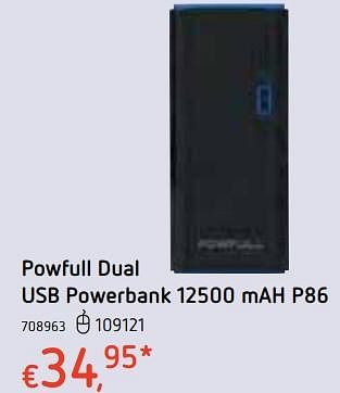 Promoties Powfull dual usb powerbank 12500 mah p86 - Powfull - Geldig van 18/10/2018 tot 06/12/2018 bij Dreamland
