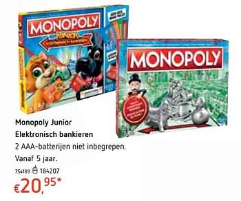 Promoties Monopoly junior elektronisch bankieren - Hasbro - Geldig van 18/10/2018 tot 06/12/2018 bij Dreamland