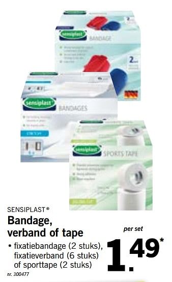 Promoties Bandage, verband of tape - Sensiplast - Geldig van 22/10/2018 tot 27/10/2018 bij Lidl