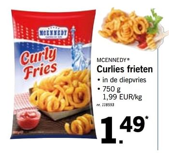 Promoties Curlies frieten - Mcennedy - Geldig van 22/10/2018 tot 27/10/2018 bij Lidl