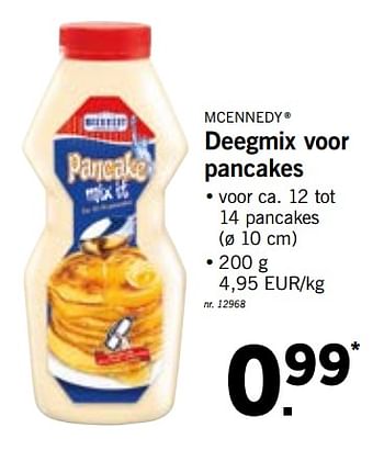 Promoties Deegmix voor pancakes - Mcennedy - Geldig van 22/10/2018 tot 27/10/2018 bij Lidl