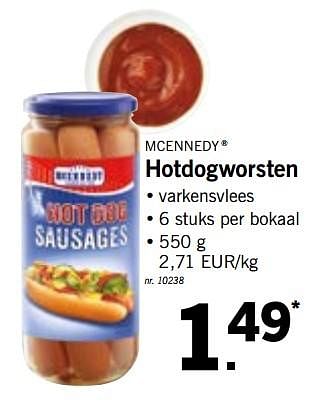 Promotions Hotdogworsten - Mcennedy - Valide de 22/10/2018 à 27/10/2018 chez Lidl