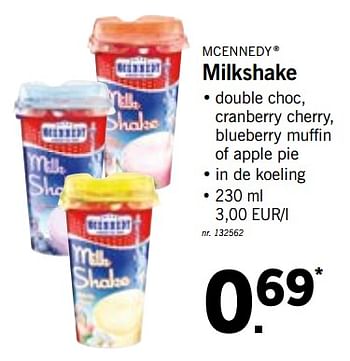Promoties Milkshake - Mcennedy - Geldig van 22/10/2018 tot 27/10/2018 bij Lidl