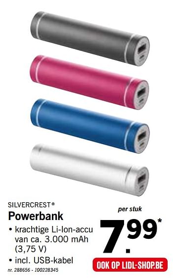 Promoties Powerbank - SilverCrest - Geldig van 22/10/2018 tot 27/10/2018 bij Lidl