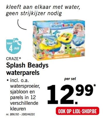 Promoties Splash beadys waterparels - craze - Geldig van 22/10/2018 tot 27/10/2018 bij Lidl