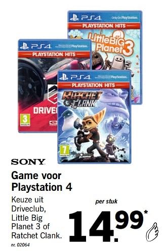 Promotions Game voor playstation 4 - Sony Computer Entertainment Europe - Valide de 15/10/2018 à 07/12/2018 chez Lidl