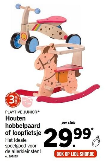 Promoties Houten hobbelpaard of loopfietsje - Playtive Junior - Geldig van 15/10/2018 tot 07/12/2018 bij Lidl