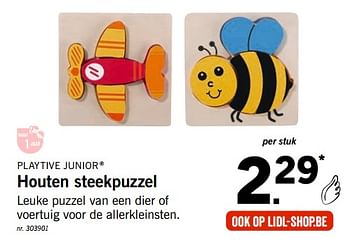 Promoties Houten steekpuzzel - Playtive Junior - Geldig van 15/10/2018 tot 07/12/2018 bij Lidl